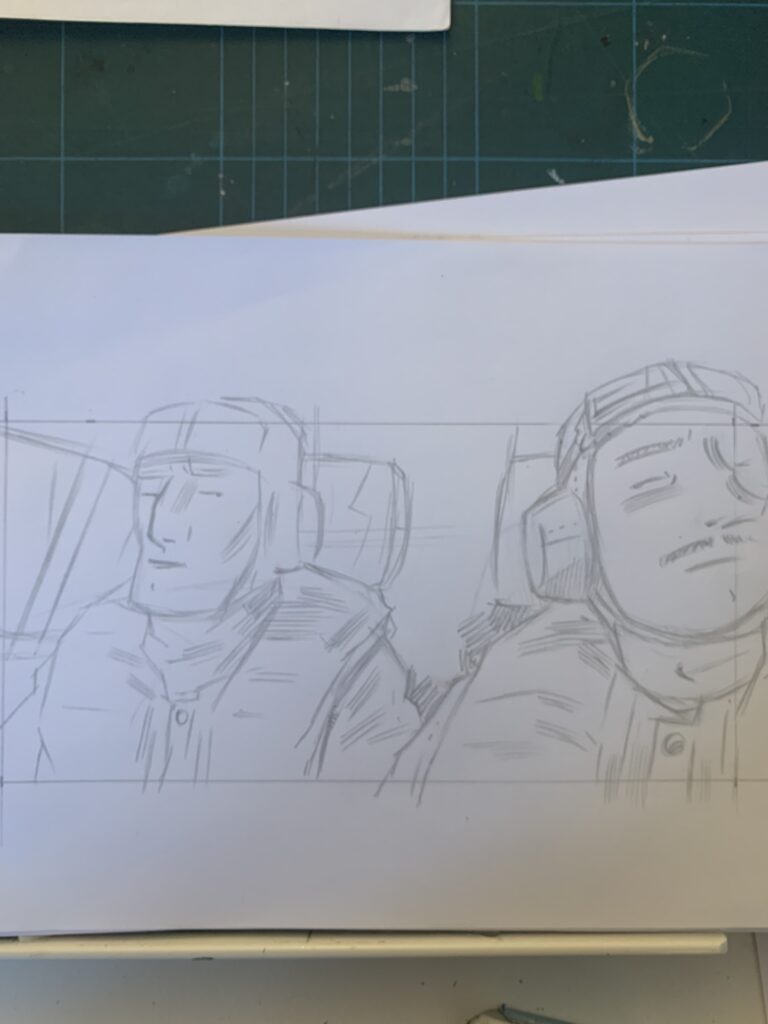 Pencil-sketch for an image on page 17 of Project ÆON